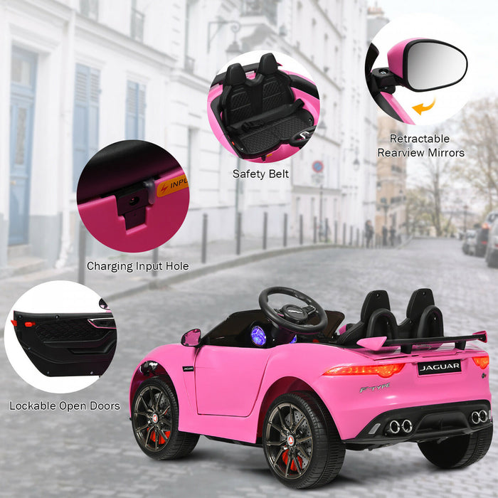 Costway 12v Jaguar F-type Svr Licensed Kids Ride On Car W/ Mp3 & Lights Pink