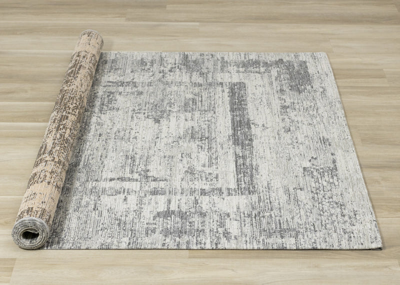 Kylie Grey Faded Borders Rug, 7'10\" x 10'10\" Indoor Area Rug