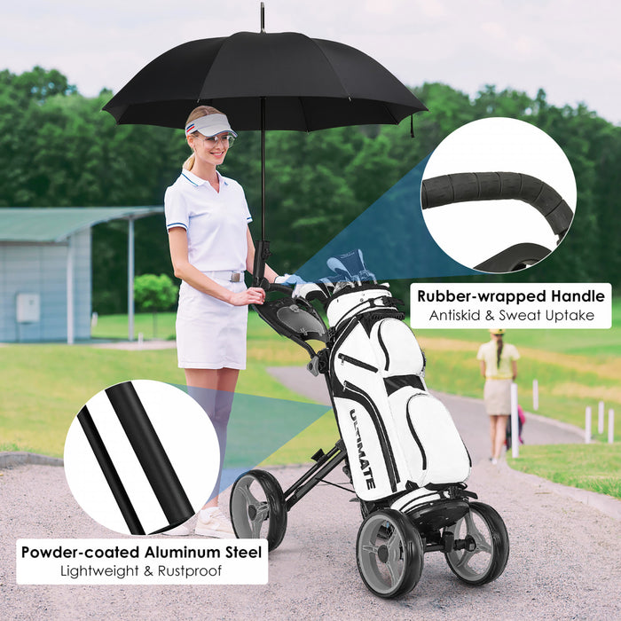 Goplus Folding 4 Wheels Golf Push Cart W/brake Scoreboard Adjustable Handle Gray