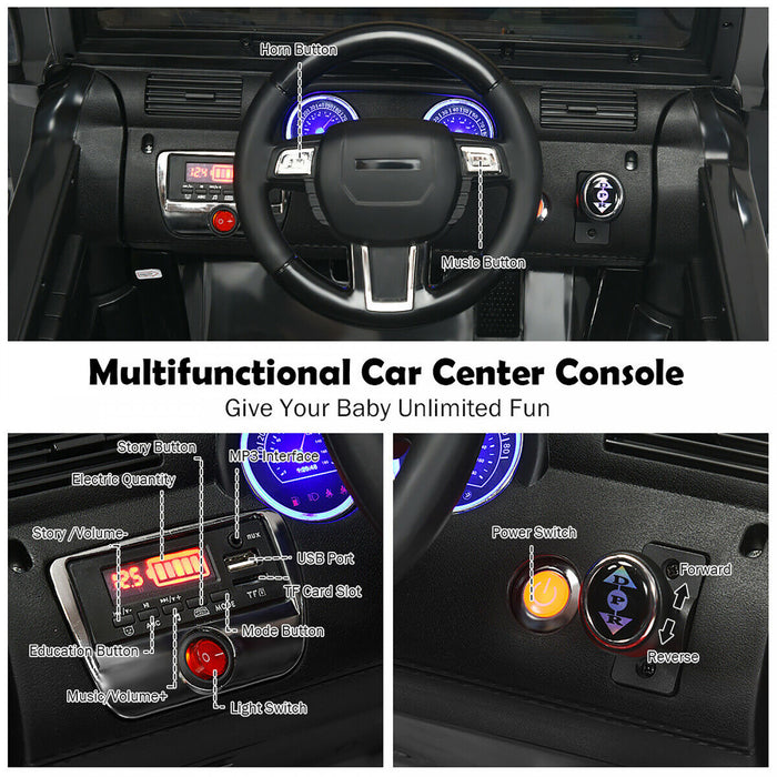 Costway 12v Kids Ride On Truck Rc Car W/ Led Lights Music Trunk Black