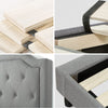 Kellen Upholstered Platform Bed with Headboard in Light Grey - Full Size | Kellen lit plateforme rembourré avec tête de lit gris pâle - Double