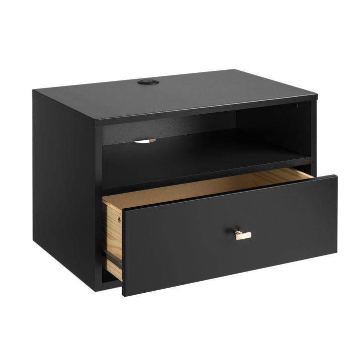 1-drawer Floating Nightstand - Black