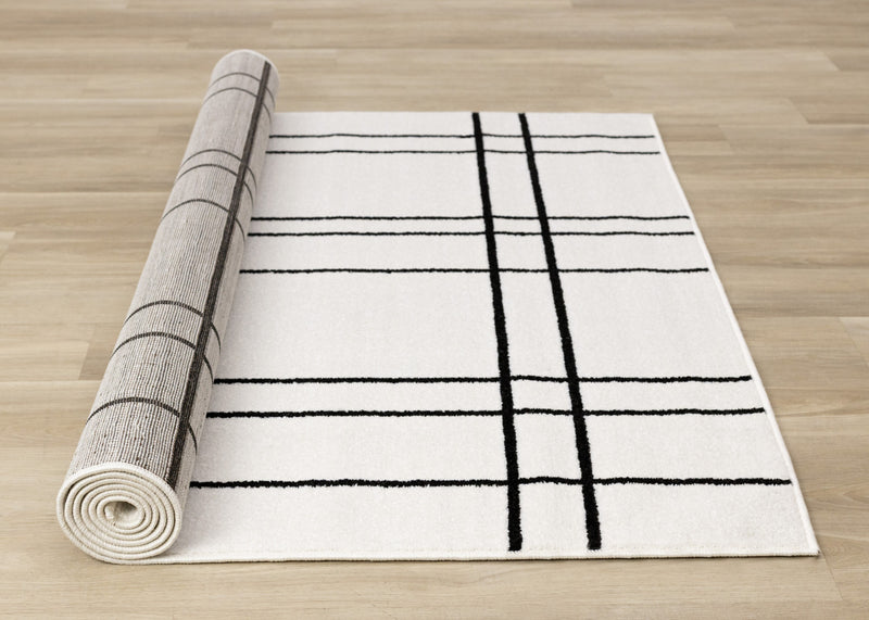 Covington Grey White Checkered Pattern Rug, 7'10\" x 10'6\" Indoor Area Rug