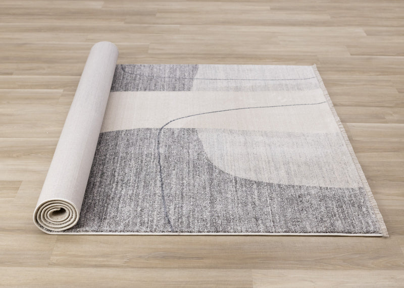 Olivia Grey Black Cream Geometric Rug, 5'3\" x 7'10\" Indoor Area Rug