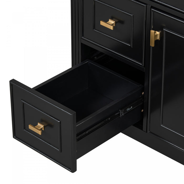 Olivia 30\" Bathroom Vanity with Ceramic Sink and Solid Rubberwood, Black