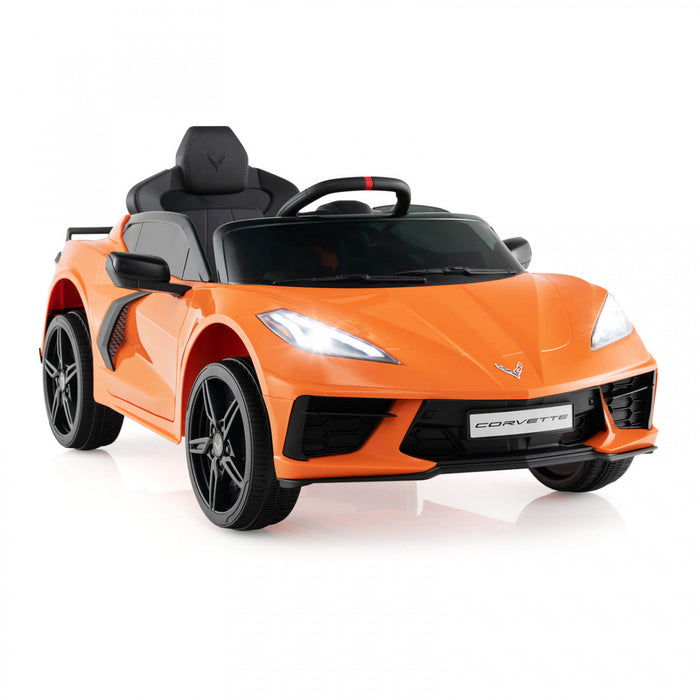 Costway 12v Electric Kids Ride On Car With Remote Control Wireless Connection Lights Orange