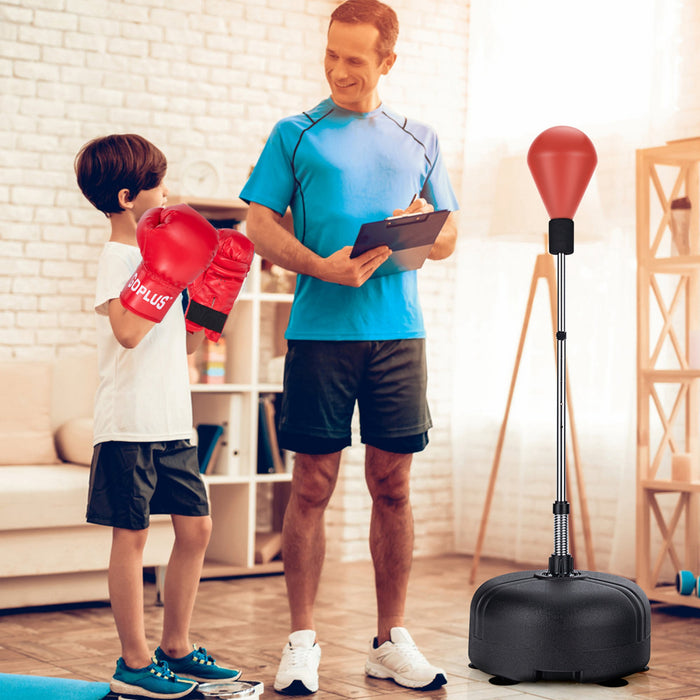 Costway Freestanding Punching Bag With Stand Boxing Gloves For Adult Kids Adjustable Red