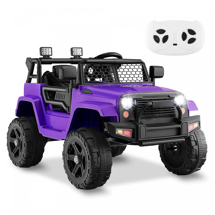 Costway 12v Kids Ride On Truck Car Electric Vehicle Remote With Music & Light Purple