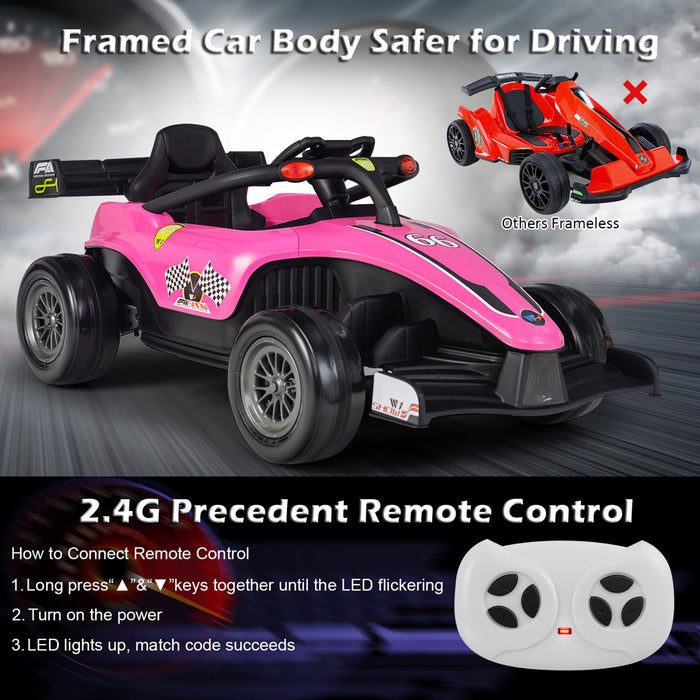 Costway 12v Kids Ride On Car Electric Racing Truck Remote Control W/ Mp3 & Lights Pink
