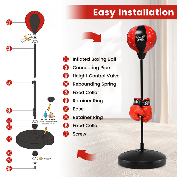 Costway Kids Punching Bag Toy Set Adjustable Stand Boxing Glove Speed Ball W/ Pump New