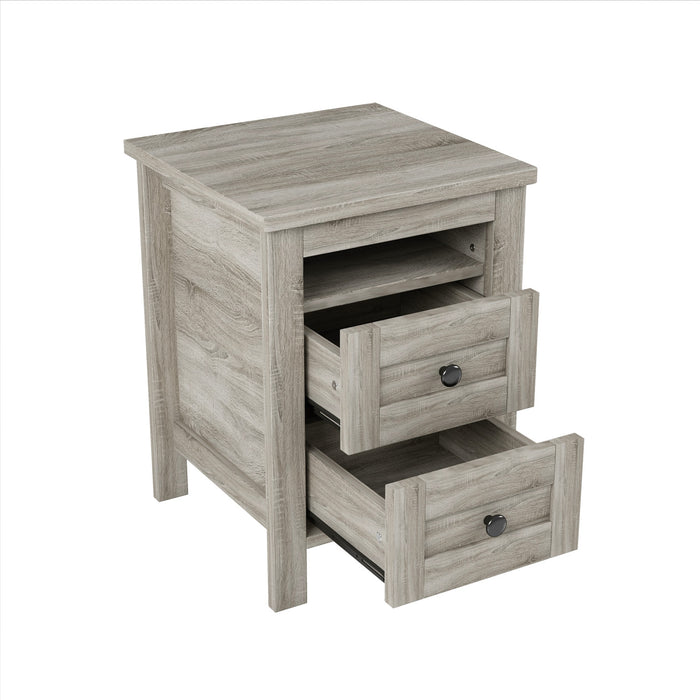 Madison Bedroom Set Farmhouse Platform Bed with Storage and Charging Station,Full Size，Grey Full Bed