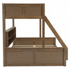 Liam Solid Wood Twin XL Over Queen Bunk Bed with Storage & USB Ports, Brown | Lit superpose Liam en bois massif Twin XL sur Queen avec rangement et ports USB, brun
