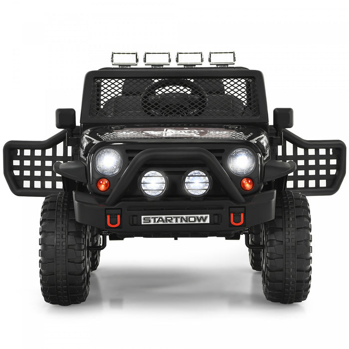 Costway 12v Kids Ride On Truck Remote Control Electric Car W/lights&music Black