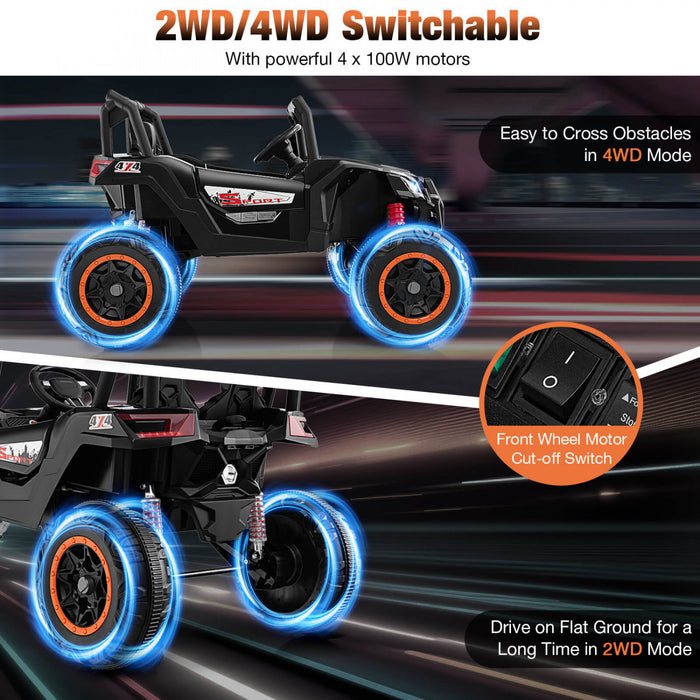 Costway 24v Kids Ride On Utv With 4 X 100w Powerful Engine Remote Control High/low Speed Black