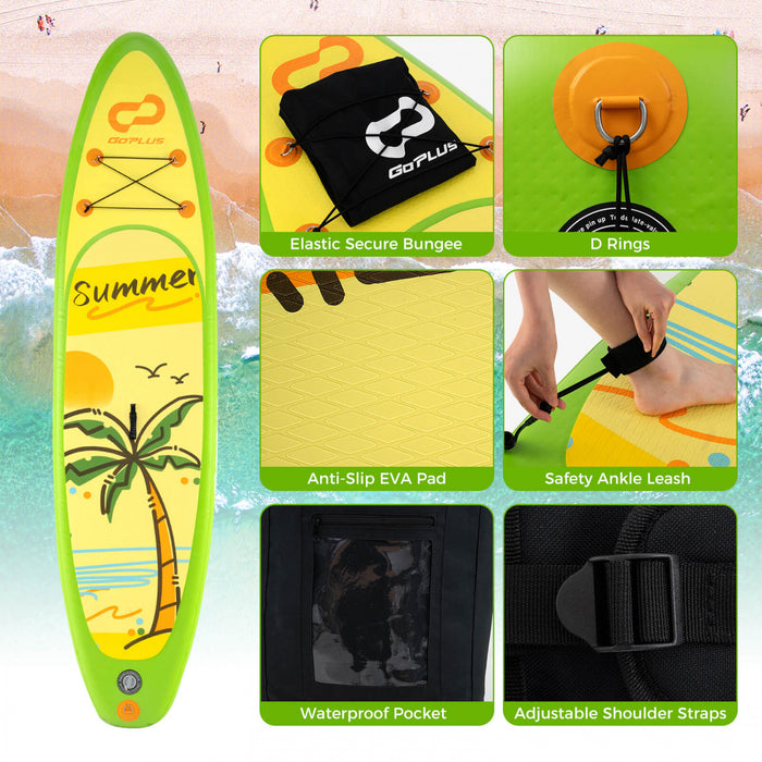 Goplus Small Inflatable Sup Board, Portable Paddle Board With 5d Rings Stand Up Paddle Board For Youth & Adult Green