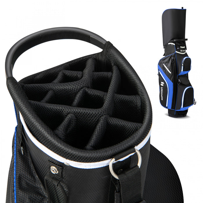 Costway Lightweight Golf Cart Bag With 14 Way Top Dividers 9 Pockets Rain Hood Cooler Bag