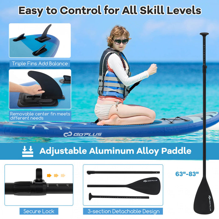 Goplus Large Inflatable Sup Board, Portable Paddle Board With 5d Rings Stand Up Paddle Board For Youth & Adult Navy