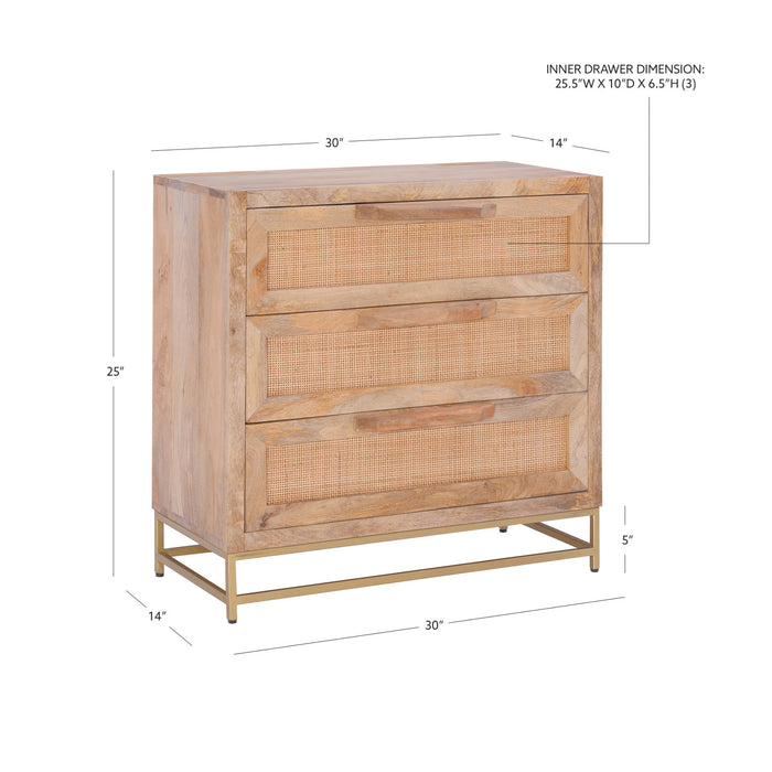 Janie 3-Drawer Rattan Accent Cabinet - Natural