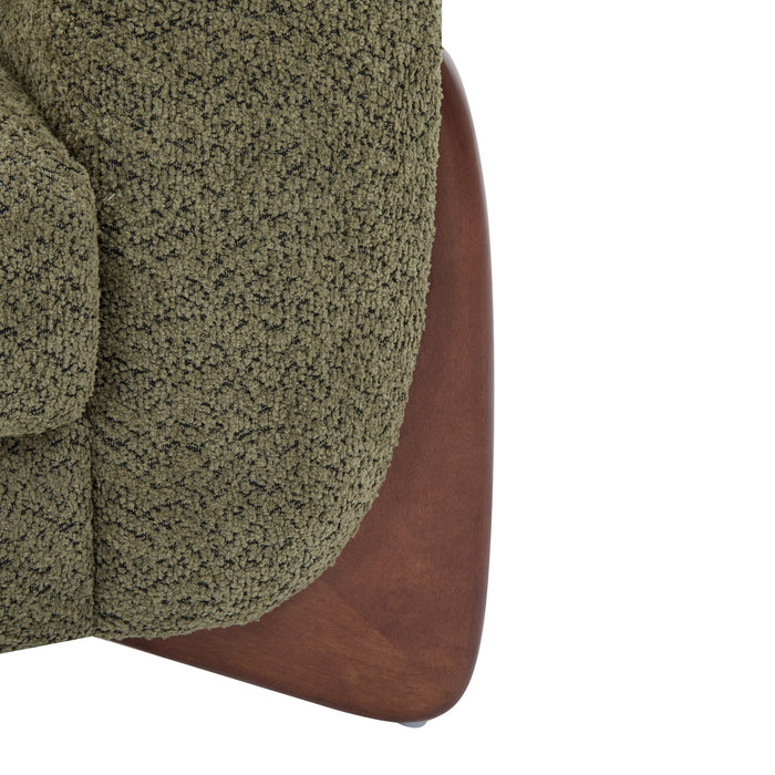 Harold 82.75\" Wood Boucle Sherpa 3-Seater Sofa,Olive Green Loveseat