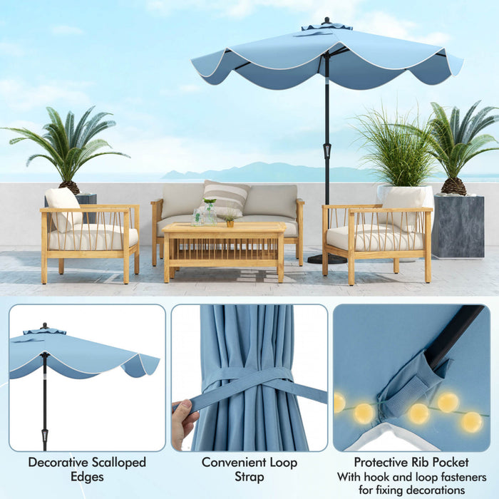 Costway 9 FT Patio Umbrella 2-Tier Market Table Umbrella with Crank Handle & 8 Ribs Navy