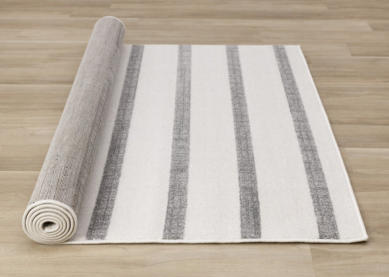 Covington Grey White Striped Rug, 5'3\" x 7'7\" Indoor Area Rug