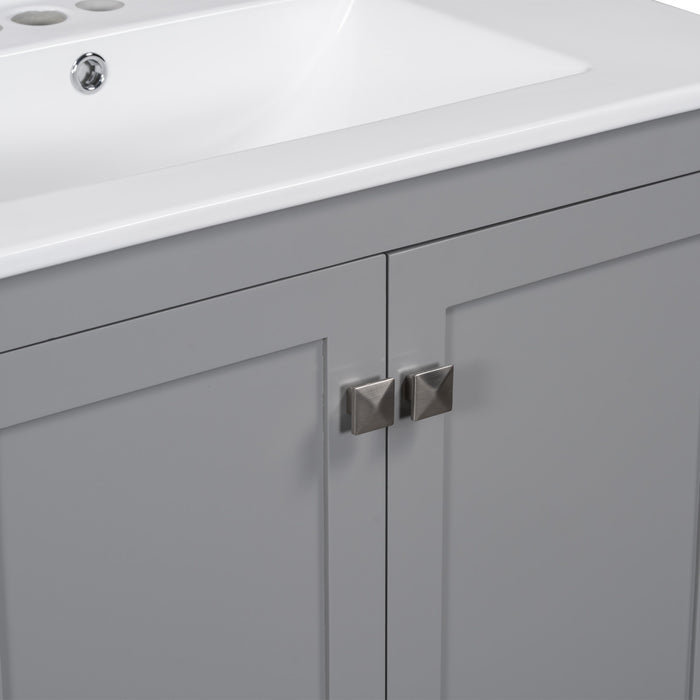 Harper 30 Inch Bathroom Vanity with Ceramic Sink and Smart Storage Cabinet, Grey