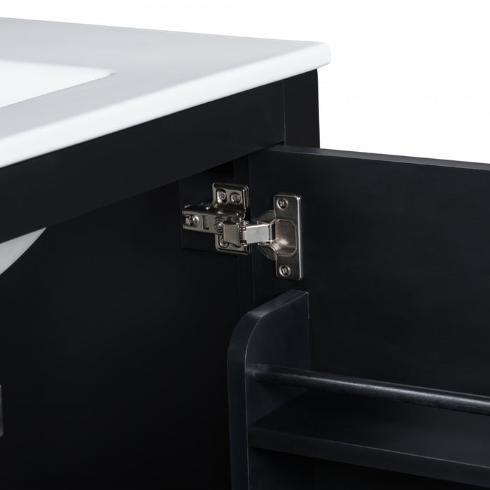 Madeline 60 Inch Double Sink Bathroom Vanity with Ceramic Basins and Smart Storage，Black