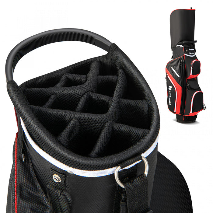 Costway Lightweight Golf Cart Bag With 14 Way Top Dividers 9 Pockets Rain Hood Cooler Bag