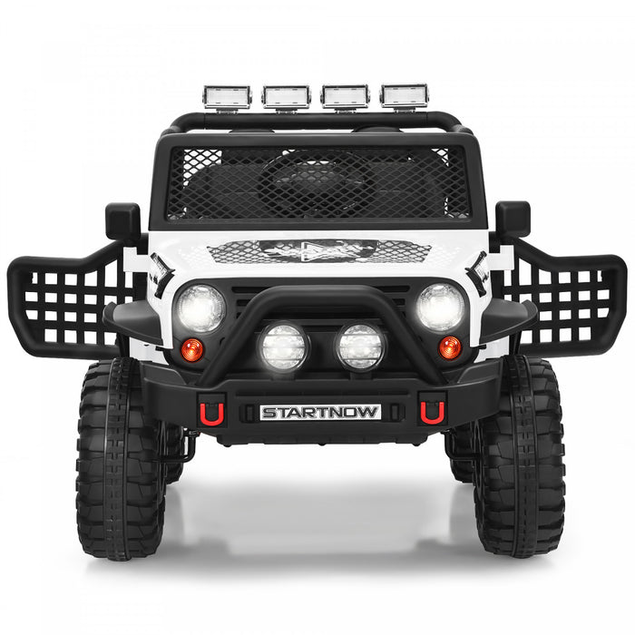 Costway 12v Kids Ride On Truck Remote Control Electric Car W/lights&music White