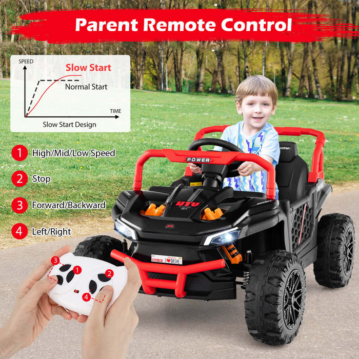 Costway 12v Kids Ride On Truck With Parental Remote 3 Speeds & Reverse Forward Function Red