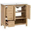 Oakmere 36 Inch Single Sink Bathroom Vanity with Two Doors and Two Drawers, Natural Wood | Oakmere Meuble-Lavabo Simple 36 po avec Deux Portes et Deux Tiroirs, Bois Naturel