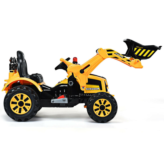 Costway 12v Battery Powered Kids Ride On Excavator Truck With Front Loader Digger Yellow