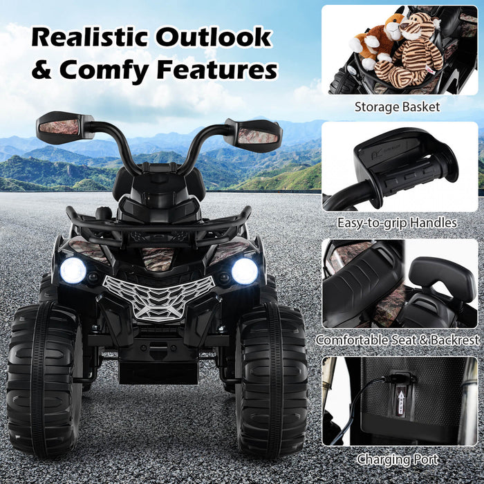 Costway 12v Kids Ride On Atv 4 Wheeler Electric Vehicle With Music & Headlights Soft Start Black