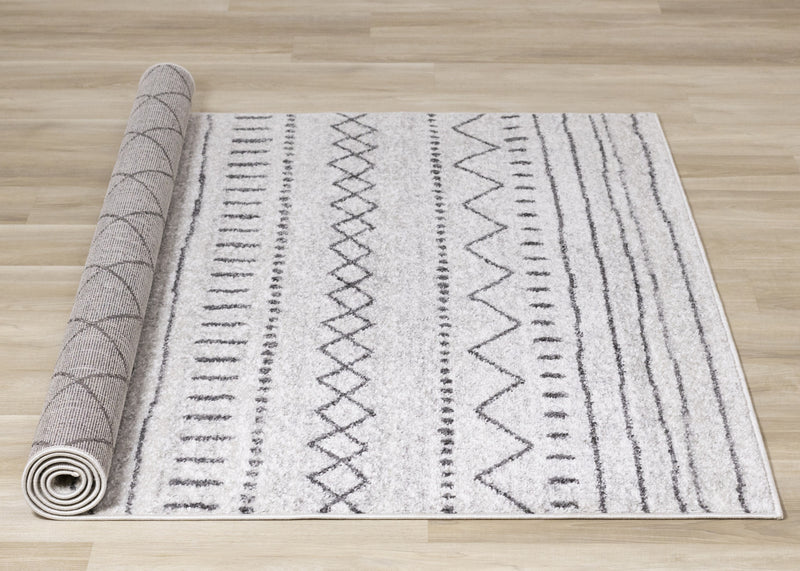Emmett Cream Grey Tribal Inspired Frieze Rug, 7'10\" x 10'6\" Indoor Area Rug