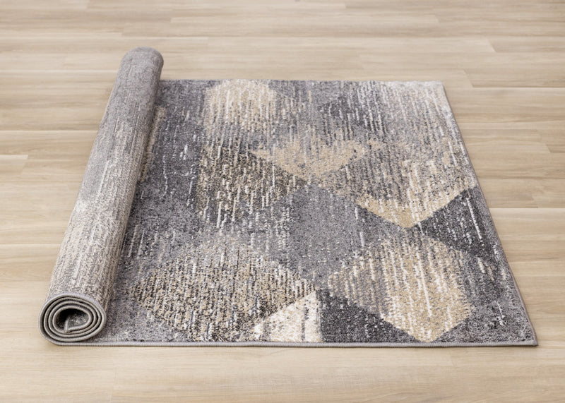 Dayton Grey Beige White Distressed Diamond Pattern Rug, 6'7\" x 9'10\" Indoor Area Rug
