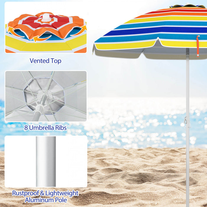 Costway 6.5 FT Patio Beach Umbrella Sun Shade Tilt Aluminum Sports Portable Carry Bag
