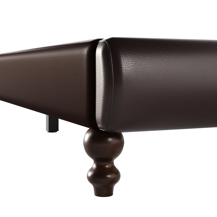 Emma Faux Leather Platform Bed Frame with Headboard,Queen Size,Dark Brown Queen Bed