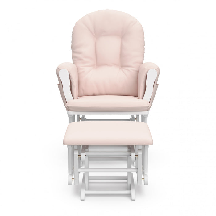 Storkcraft Hoop Glider and Ottoman - White/Pink