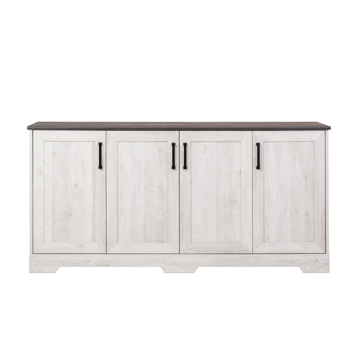 Prepac Rustic Ridge 4-Door Console Buffet - Washed White