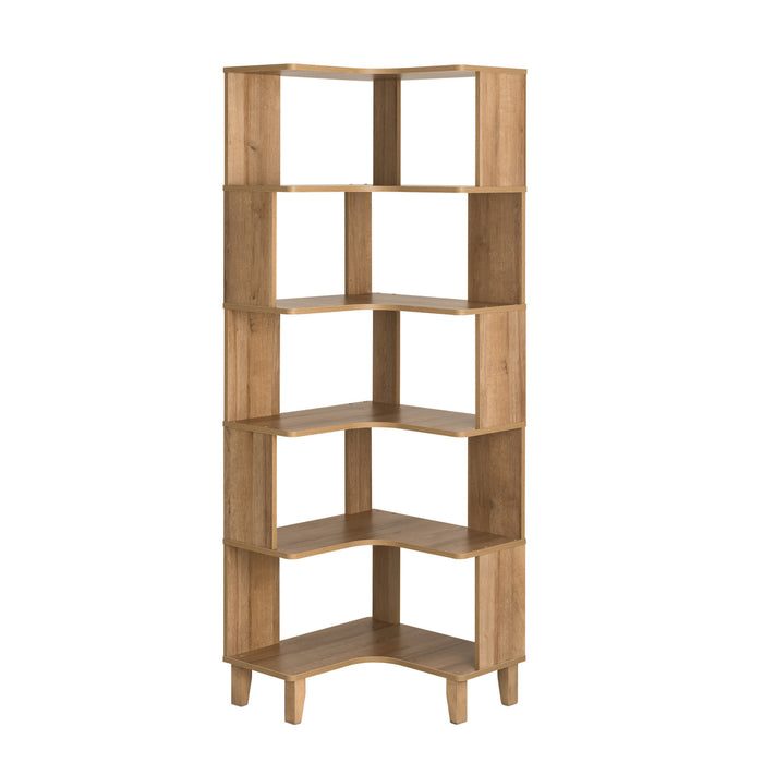 Prepac Nordik Corner Bookcase - Natural Oak