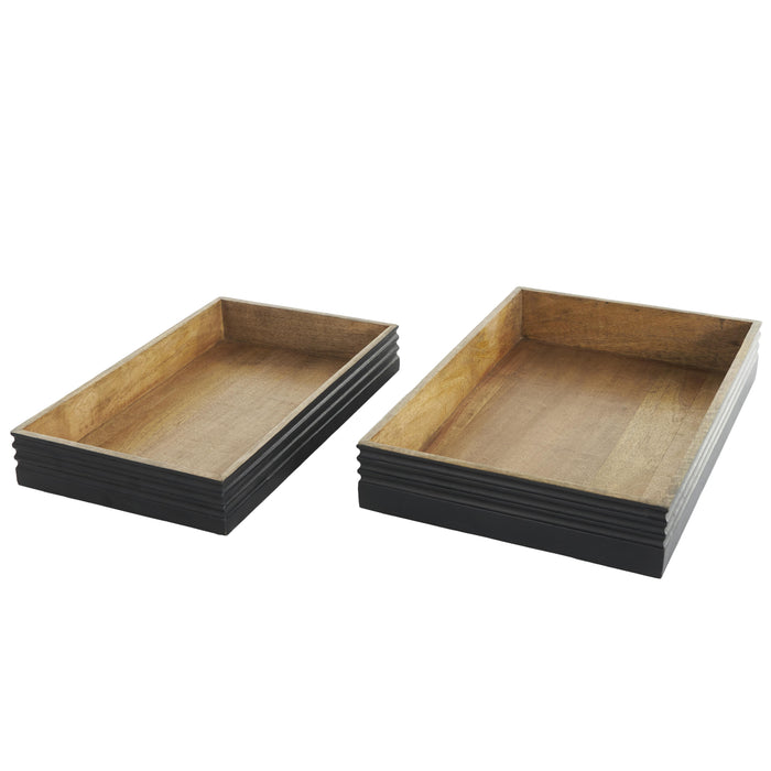Wood 16\"/18\" Tray - Set of 2