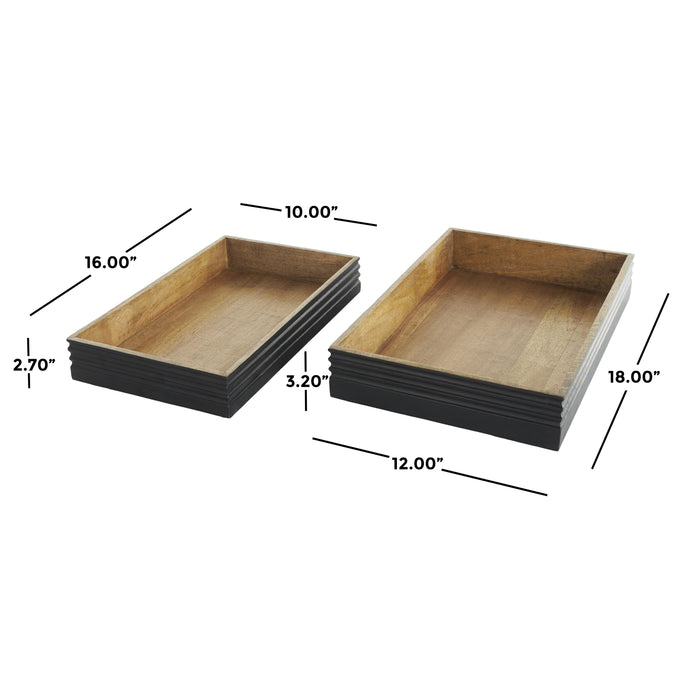 Wood 16\"/18\" Tray - Set of 2
