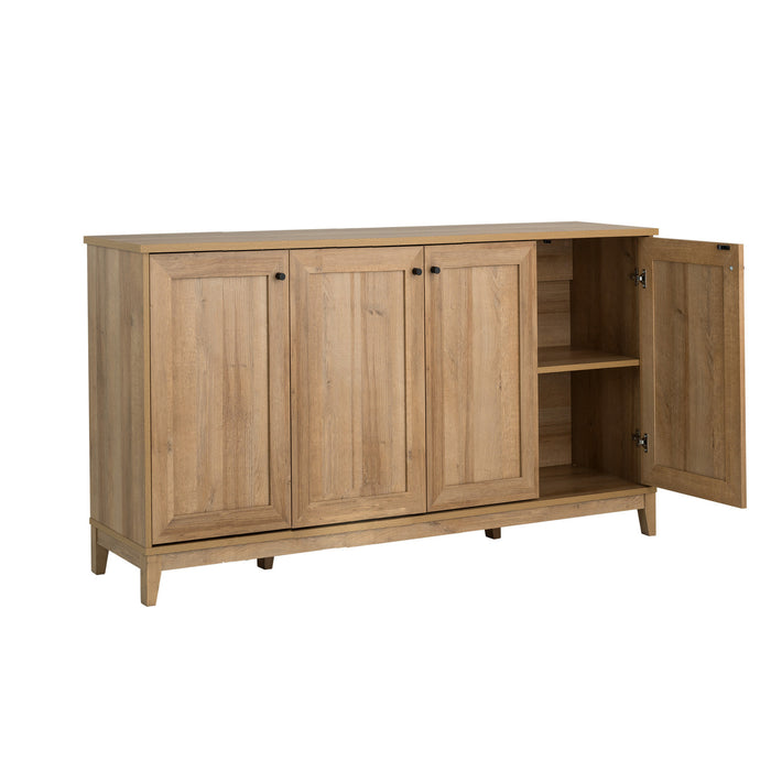 Prepac Yaletown 4-Door Buffet Console - Natural Oak