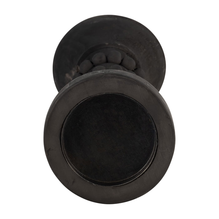 Wood 13\" Antique Candle Holder - Black