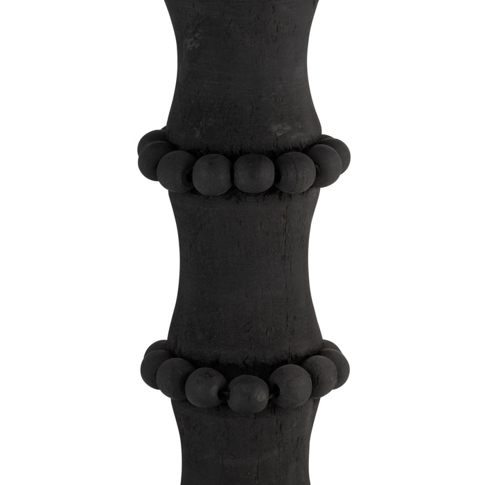 Wood 11\" Antique Candle Holder - Black