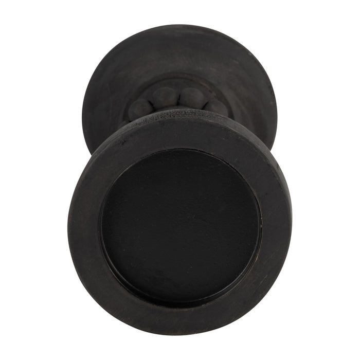 Wood 11\" Antique Candle Holder - Black