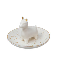 Ceramic Llama Trinket Tray - White