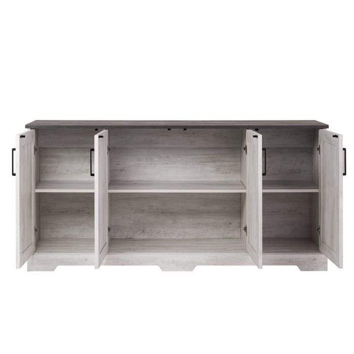 Prepac Rustic Ridge 4-Door Console Buffet - Washed White