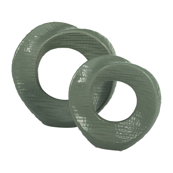 Ceramic Round 10\" Tabletop Decor - Green