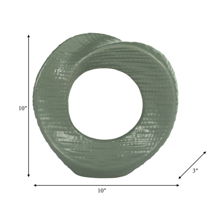 Ceramic Round 10\" Tabletop Decor - Green